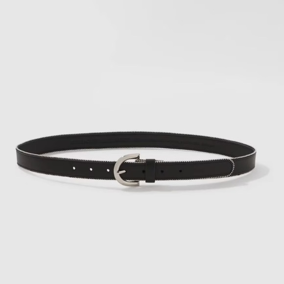 WHBM BLACK BALL CHAIN TRIMMED BELT - Picture 3 of 4